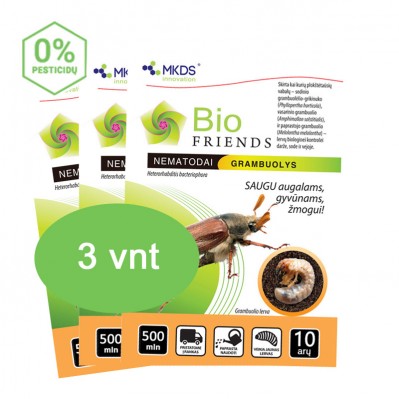 Nematodai GRAMBUOLIŲ LERVOMS (H. bacteriophora), MAXI pak. (kaina 1 vnt x 500 mln)